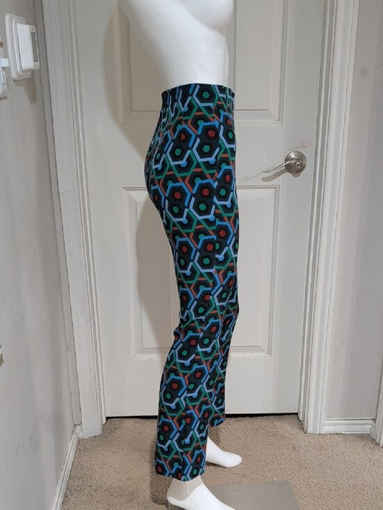 Zara Blue & Green Geometric Cropped Pants Women's XS US