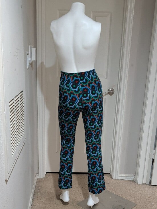 Zara Blue & Green Geometric Cropped Pants Women's XS US