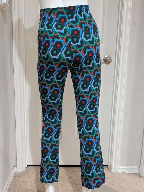 Zara Blue & Green Geometric Cropped Pants Women's XS US
