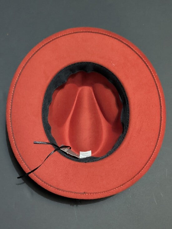 NWT Falls Creek Red Felt Fedora with Embroidered Floral Band