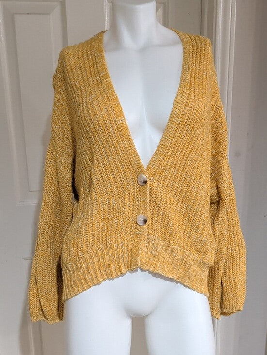 Wild Fable Relaxed V-Neck Button Cardigan in Mustard Women's XL