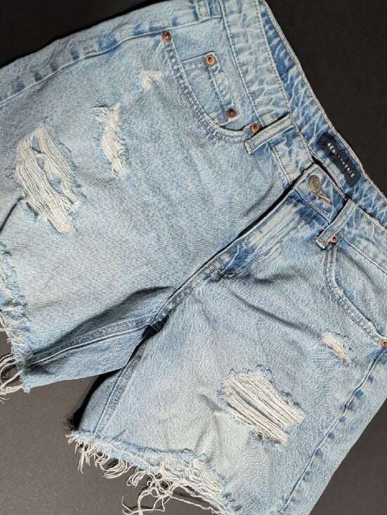 Aeropostale Light Blue Distressed Denim Jean Shorts Women's 8 US