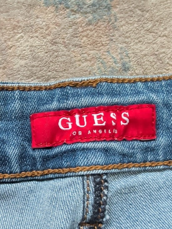 Retro Guess Women's Denim Skinny Jeans with Red Side Stripe 25 US