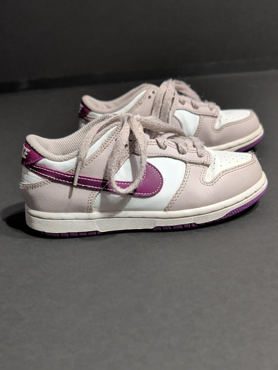 Nike Kids Dunk Low-Top Sneakers - White & Purple Swoosh Girls 13C