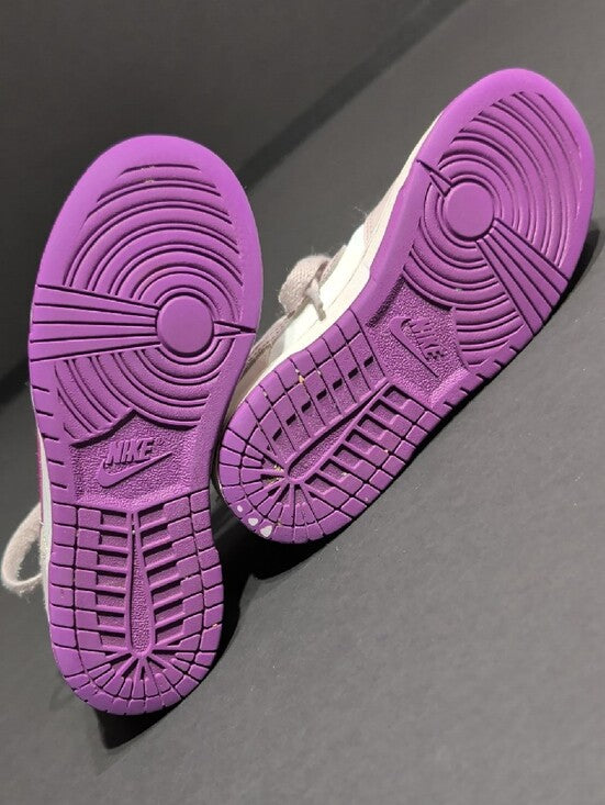 Nike Kids Dunk Low-Top Sneakers - White & Purple Swoosh Girls 13C