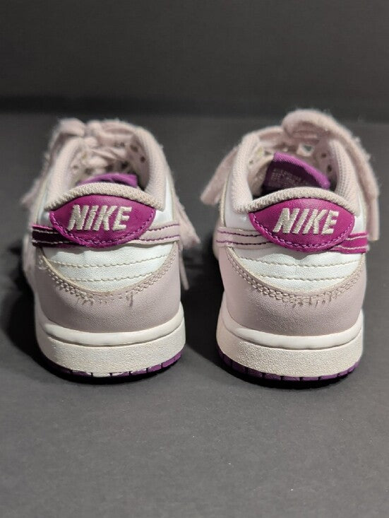Nike Kids Dunk Low-Top Sneakers - White & Purple Swoosh Girls 13C