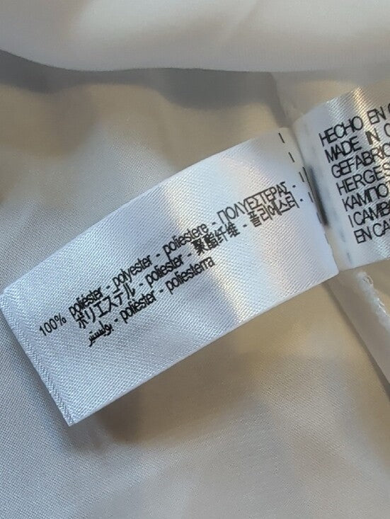 Zara White Satin Button-Down Blouse Women's Medum