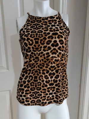 THANTH Leopard Print Halter Camisole in Brown and Cream Women's Small