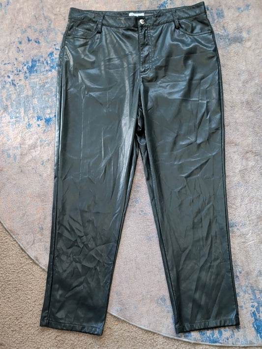 Calvin Klein Forest Green Slim Straight Faux Leather Pants Women's 12 US