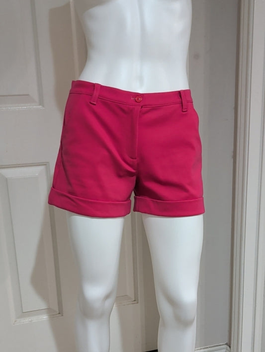 NWT fiorucci Bright Pink Roll-Cuff Bermuda Shorts Made In Italy Women's 28 US