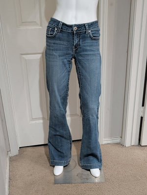 Stetson Wide-Leg Flare Jeans in Medium Blue Wash Women's 6 US