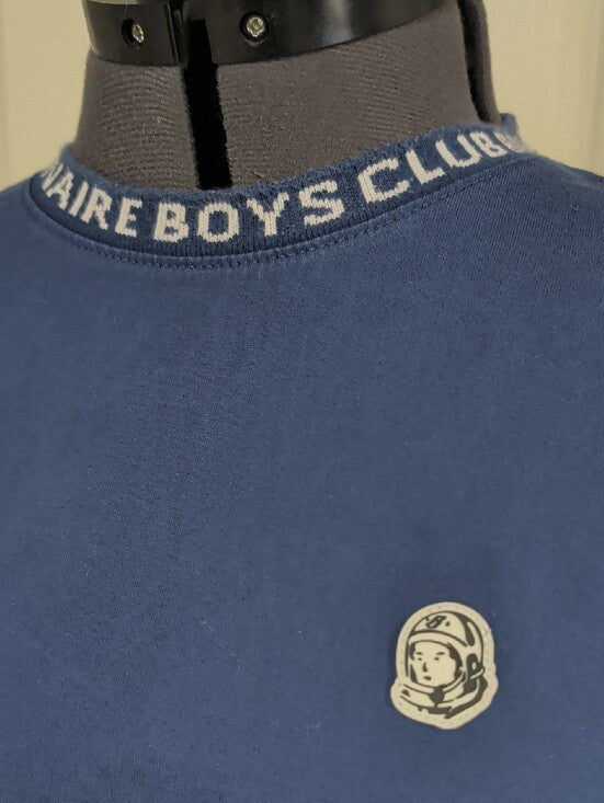 Billionaire Boys Club Deep Blue Crewneck T-Shirt with Logo Collar Men's Large