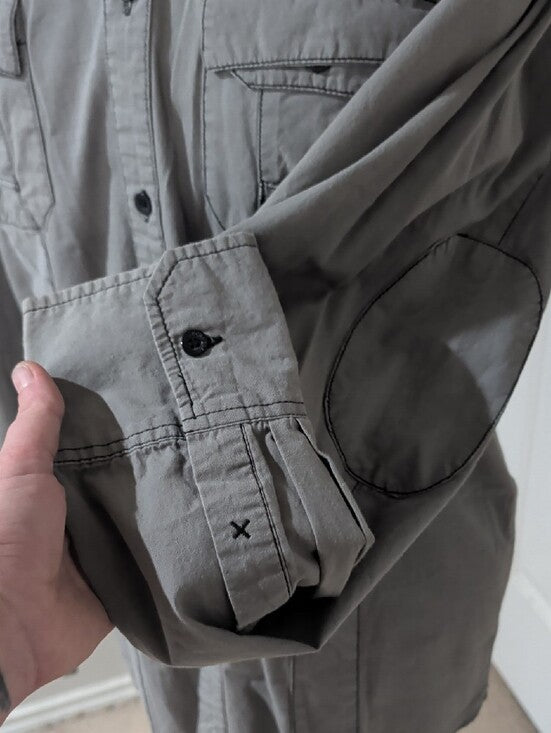 Untouchable Light Gray Button-Up Shirt Jacket with Chest Pockets Men's Large
