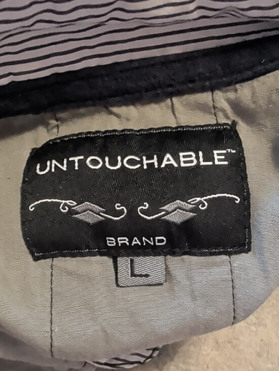 Untouchable Light Gray Button-Up Shirt Jacket with Chest Pockets Men's Large