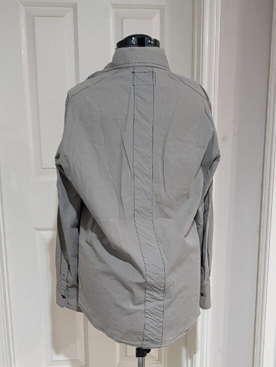Untouchable Light Gray Button-Up Shirt Jacket with Chest Pockets Men's Large
