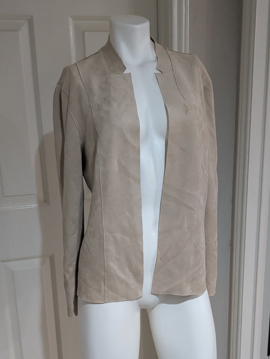 Premise Open-Front Lightweight Suede Blazer in Light Beige Women's Large