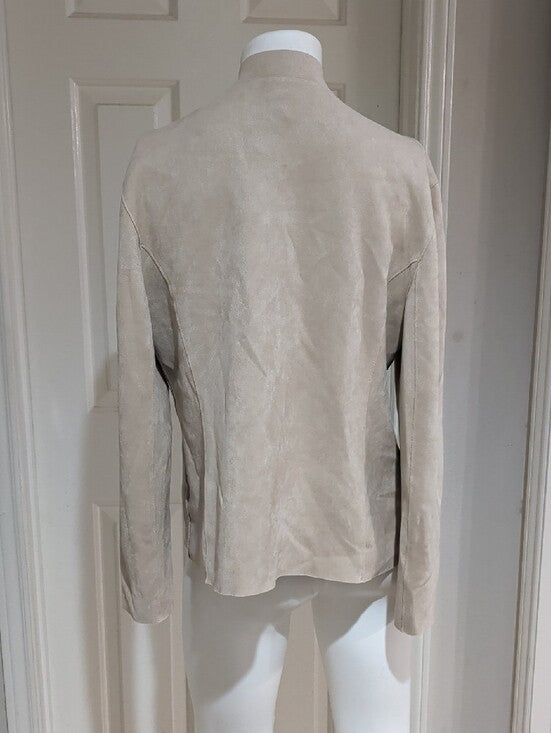 Premise Open-Front Lightweight Suede Blazer in Light Beige Women's Large