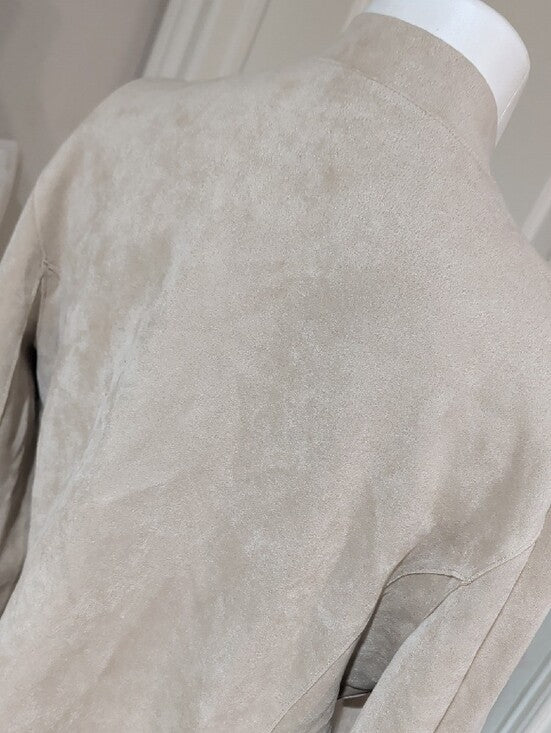 Premise Open-Front Lightweight Suede Blazer in Light Beige Women's Large
