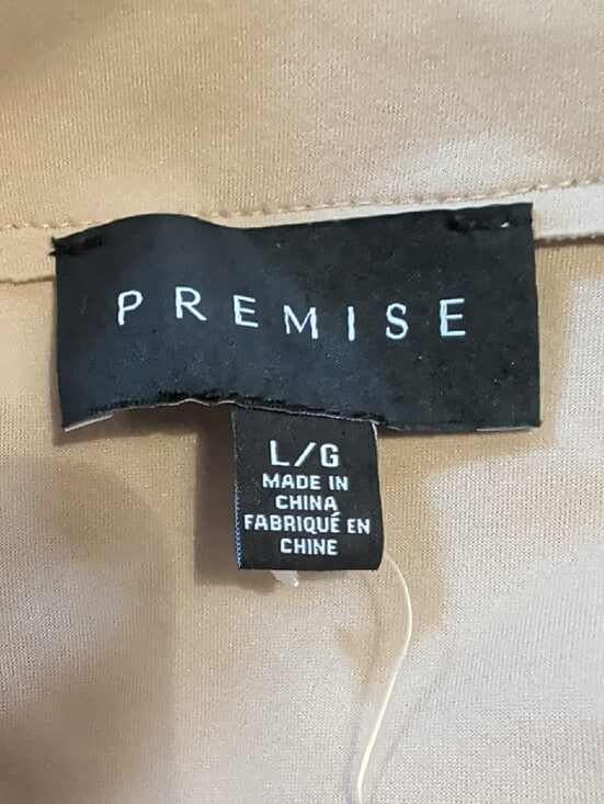 Premise Open-Front Lightweight Suede Blazer in Light Beige Women's Large