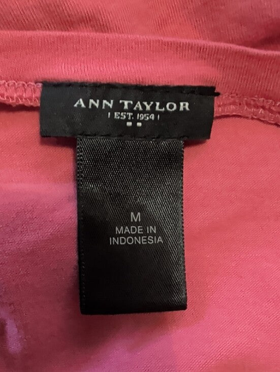 Ann Taylor Layered Ruffle Short Sleeve Tee in Coral Pink Women's Medium