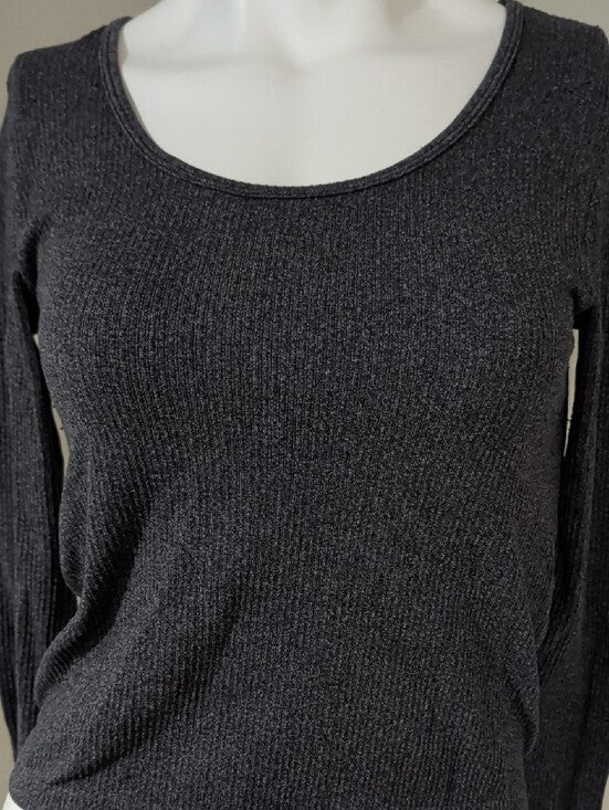 No Boundaries Charcoal Gray Scoop Neck Long Sleeve Top Women's Large