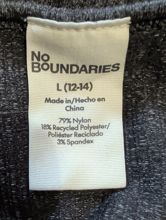 No Boundaries Charcoal Gray Scoop Neck Long Sleeve Top Women's Large