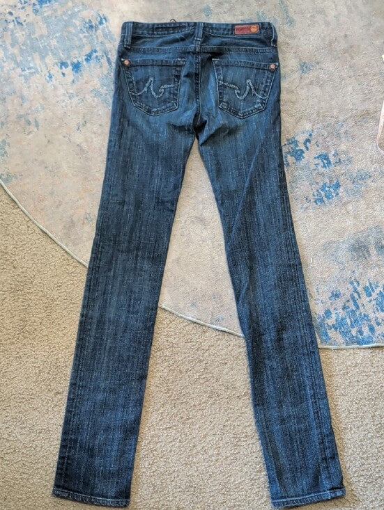 AG Adriano Goldschmied Low-Rise Skinny Jeans in Dark Indigo Women's 24R US Y2K
