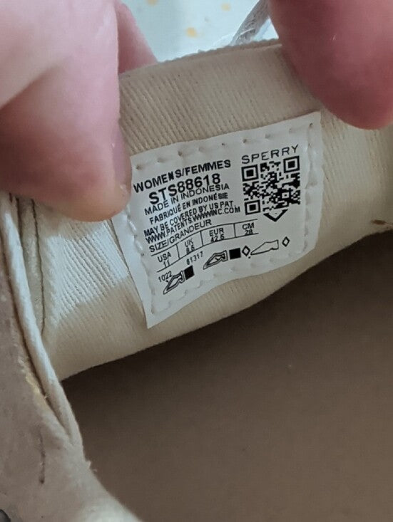Sperry Ivory Canvas & Metallic Trim Boat Shoes Women's 11 US