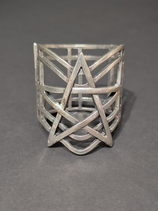 Retro Hot Topic Silver Pentagram Metal Cuff Bracelet Y2K