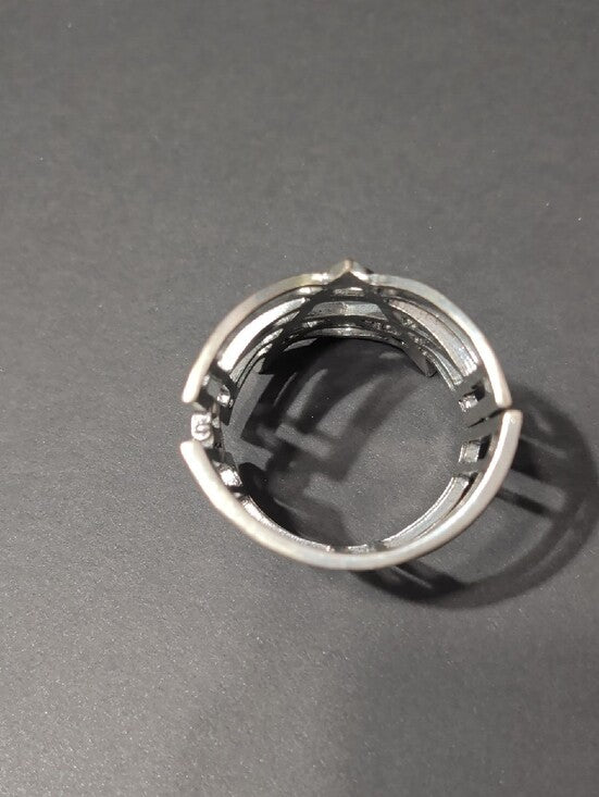 Retro Hot Topic Silver Pentagram Metal Cuff Bracelet Y2K