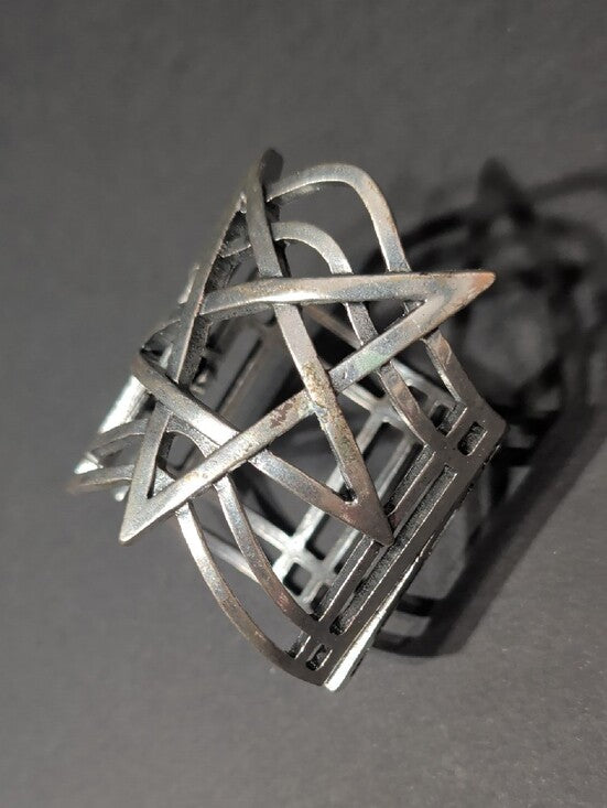 Retro Hot Topic Silver Pentagram Metal Cuff Bracelet Y2K