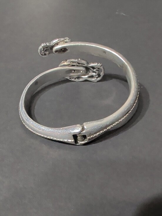 Lucky Brand Silver Scarab Bracelet with Green Crystal Accents