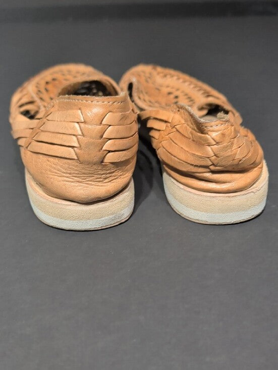 Handcrafted Huarache Tan Leather Slip-On Loafers Women's 9 US/ 26 MEX