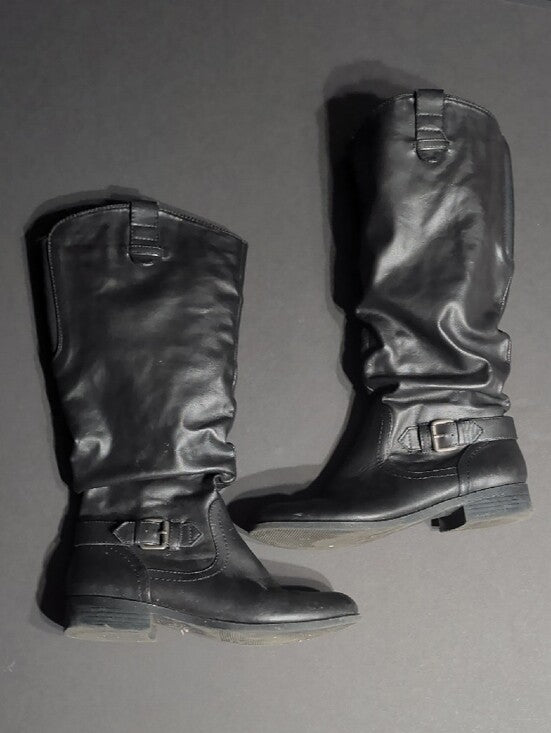 White Mountain Classic Black Slouchy Mid-Calf Riding Boots Women's 10 US