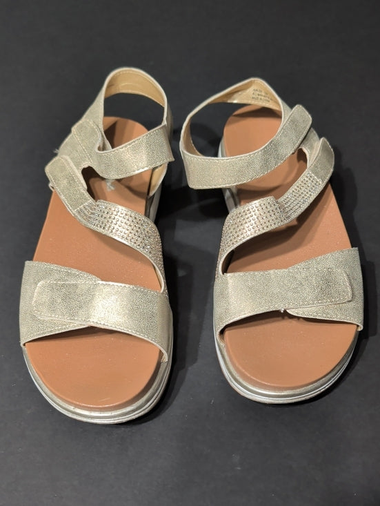 Andiamo Women’s Gold Strappy Comfort Sandals with Adjustable Closures US 9