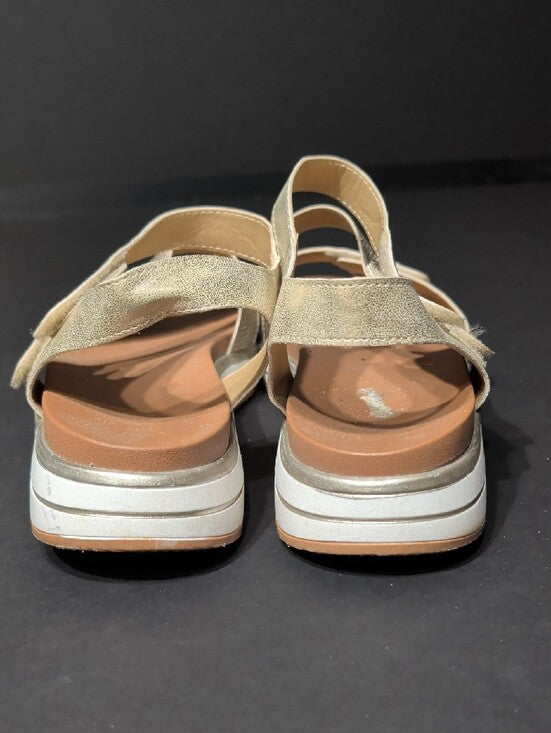Andiamo Women’s Gold Strappy Comfort Sandals with Adjustable Closures US 9
