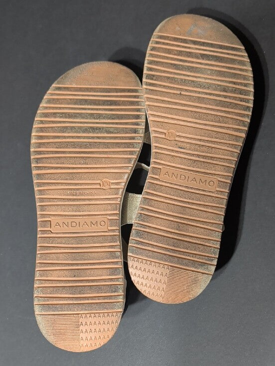 Andiamo Women’s Gold Strappy Comfort Sandals with Adjustable Closures US 9
