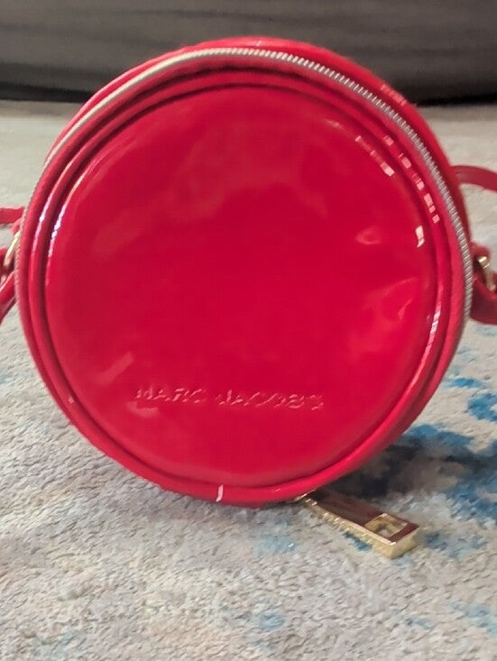 Marc Jacobs Patent Red Round Crossbody Card Case Shoulder Bag