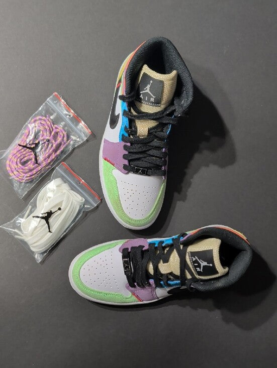 Air Jordan 1 Mid Multi-Color High-Top Sneakers Women's 6.5 US/ 4 UK