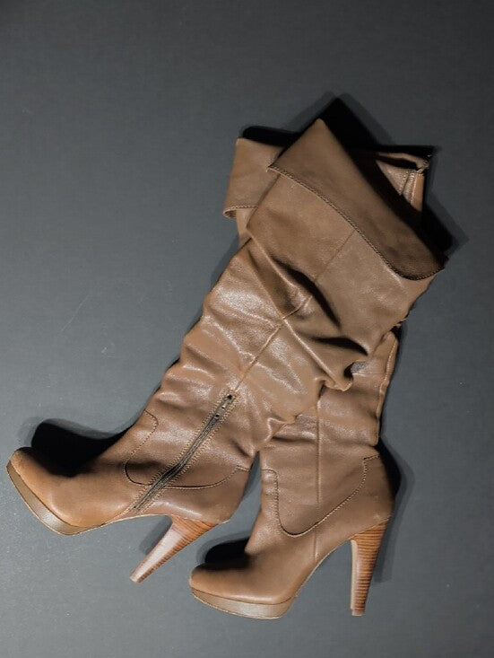 Jessica Simpson Tan Tall Slouchy High-Heel Boots Women's 8.5 US/ 38.5 EUR