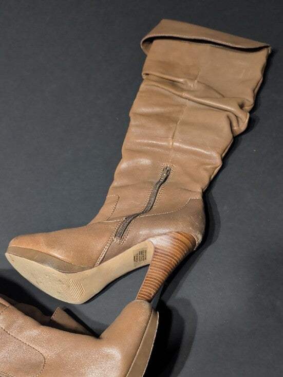 Jessica Simpson Tan Tall Slouchy High-Heel Boots Women's 8.5 US/ 38.5 EUR