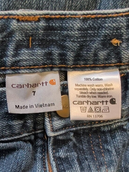 Carhartt Classic Kids Relaxed Wide-Leg Blue Denim Jeans Boys 7 US