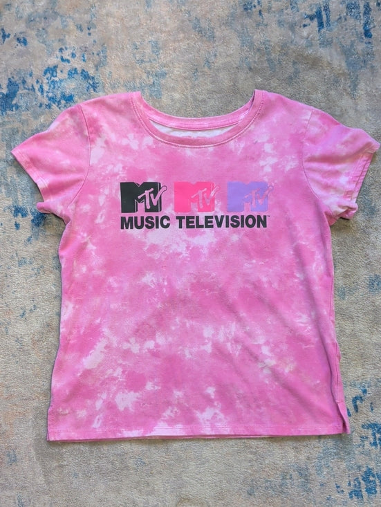 MTV Pink Tie-Dye Graphic Kids Tee Girls Large (10/12) US