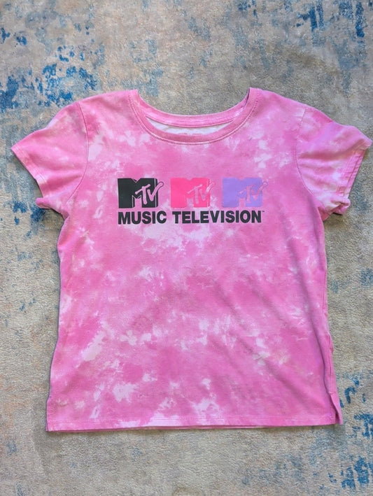 MTV Pink Tie-Dye Graphic Kids Tee Girls Large (10/12) US