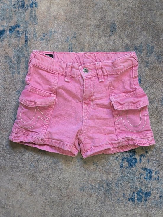 True Religion Kids Pink Cargo Shorts with Flap Pockets Girls 10 US