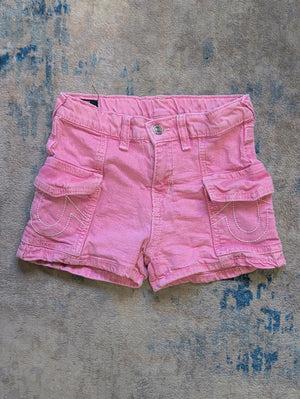 True Religion Kids Pink Cargo Shorts with Flap Pockets Girls 10 US