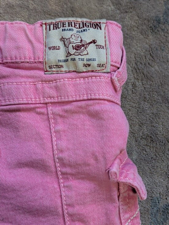 True Religion Kids Pink Cargo Shorts with Flap Pockets Girls 10 US