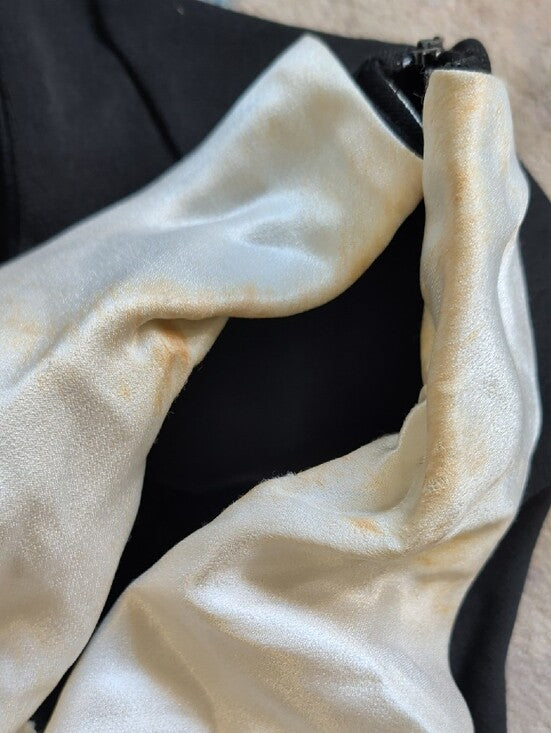 VTG Black Maxi Dress with Ivory Collar Accent and Brooch Detail Women's 16 US