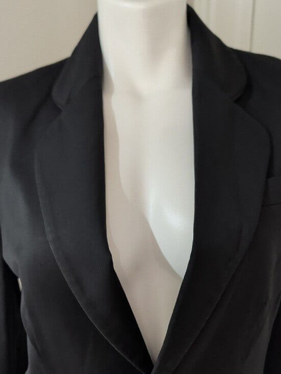 VTG 100% Virgin Wool Women's Black Two-Button Tailored Blazer Jacket Size 4 US