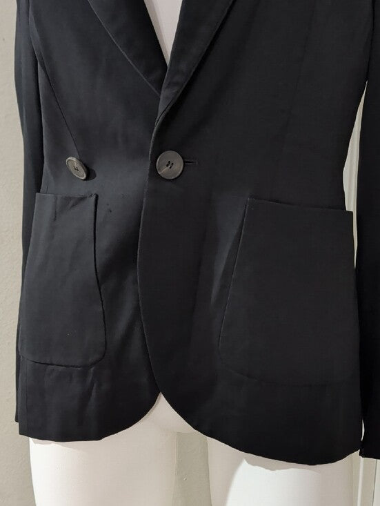 VTG 100% Virgin Wool Women's Black Two-Button Tailored Blazer Jacket Size 4 US